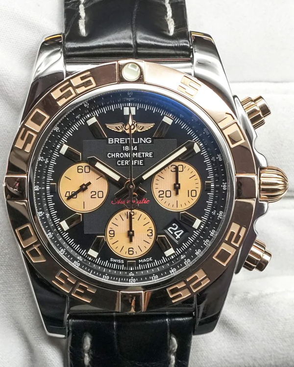 2017 Breitling Chronomat 44MM Black Dial Leather Strap (CB011012/B968)