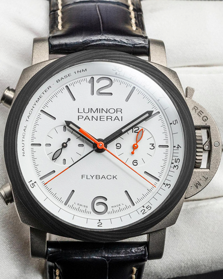 2002 Panerai Luminor Chrono Flyback "Zebra" 44MM White Dial Leather Strap (PAM01297)