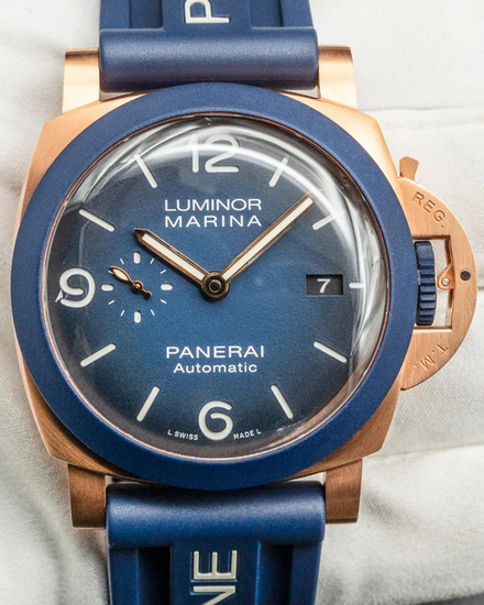 2021 Panerai Luminor Marina Goldtech Guilec-Munnery "70th Anniversary" L.E. 44MM Blue Dial Rubber Strap (PAM01121)