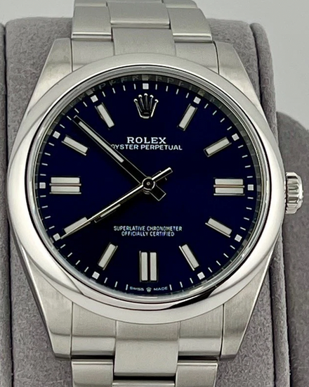 2022 Rolex Oyster Perpetual 41MM Blue Dial Oyster Bracelet (124300)