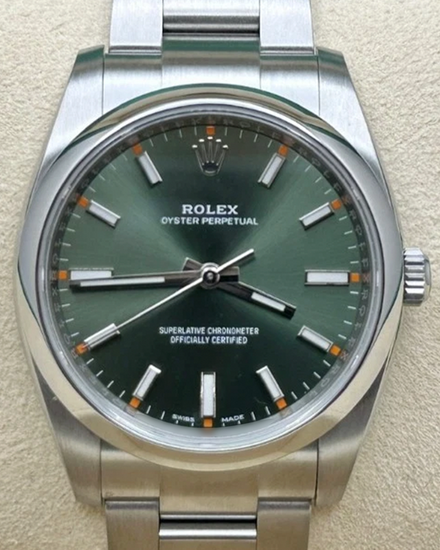 2018 Rolex Oyster Perpetual 34MM Green Dial Oyster Bracelet (114200)
