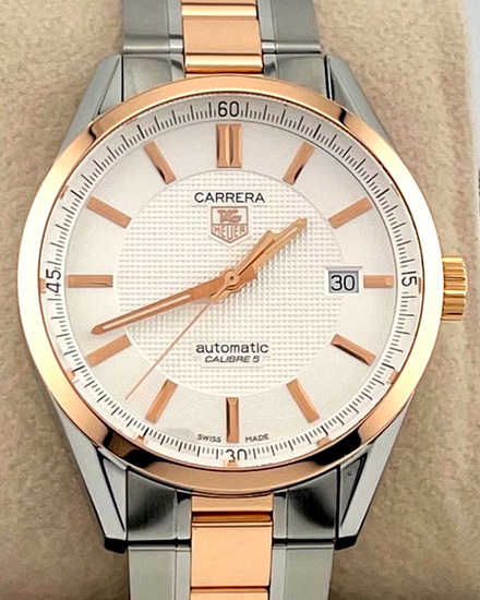Tag Heuer Carrera Calibre 5 39MM Silver Dial Two-Tone Bracelet (WV215E)
