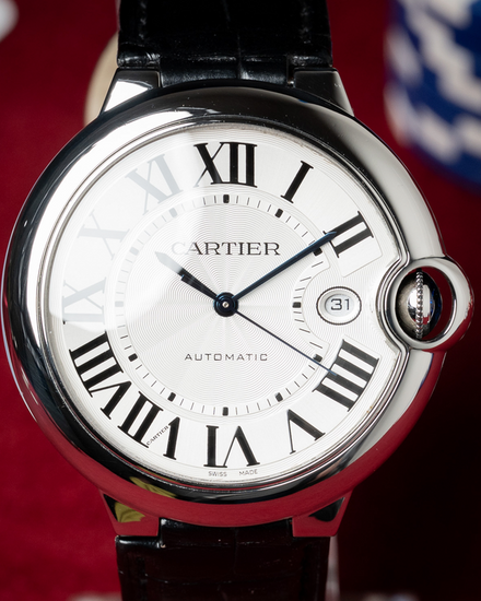 2021 Cartier Ballon Bleu 42MM Silver Dial Leather Strap (WSBB0026)