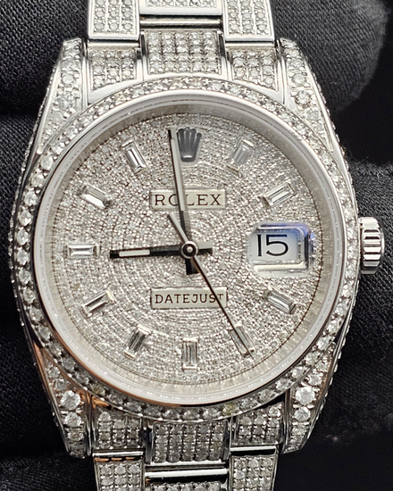 No Reserve - Rolex Datejust 36MM Aftermarket Diamond Pavé Dial Oyster Bracelet (116200)