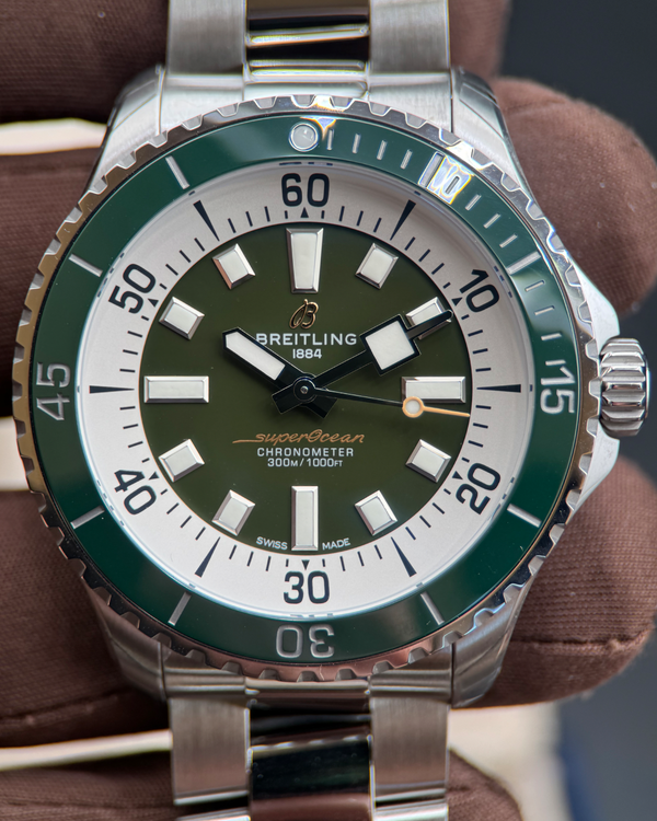 (Working) 2025 Breitling Superocean 44MM Green Dial Steel Bracelet (A17376A31L1A1)