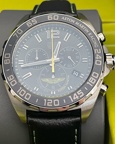 Tag Heuer Formula 1 "Aston Martin" S.E. 43MM Quartz Black Dial Leather Strap (CAZ101P.FC8245)