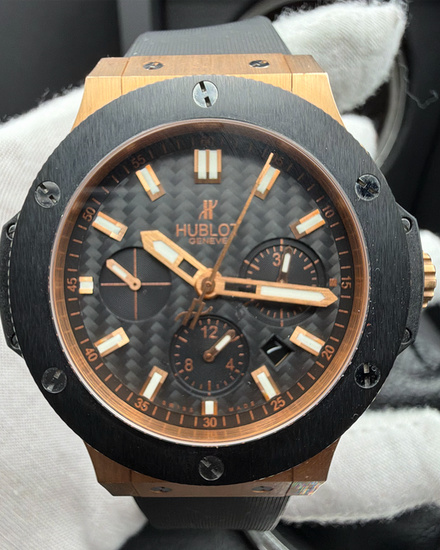 2018 Hublot Big Bang Chronograph 44MM Carbon Fiber Dial Rubber Strap (301.PM.1780.RX)