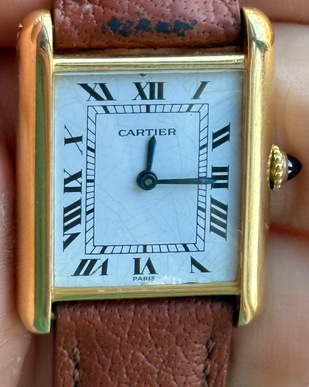 Cartier Tank Louis De Cartier 24MM White "Paris" Dial Aftermarket Leather Strap (78086)
