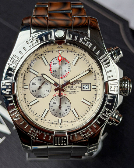 2016 Breitling Super Avenger 48MM Cream Dial Steel Bracelet (A13371)