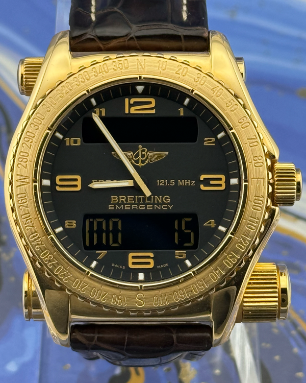 Breitling Emergency 43MM Quartz Black Dial Leather Strap (K56321)