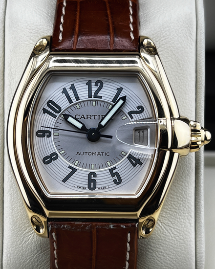 Cartier Roadster 37MM Silver Dial Leather Strap (2524)