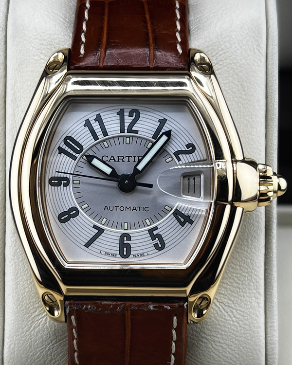 Cartier Roadster 37MM Silver Dial Leather Strap (2524)
