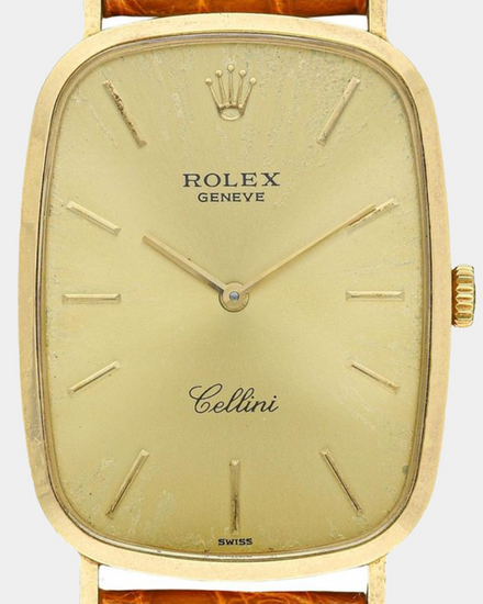 1976 Rolex Cellini 26MM Champagne Dial Aftermarket Leather Strap (4113)