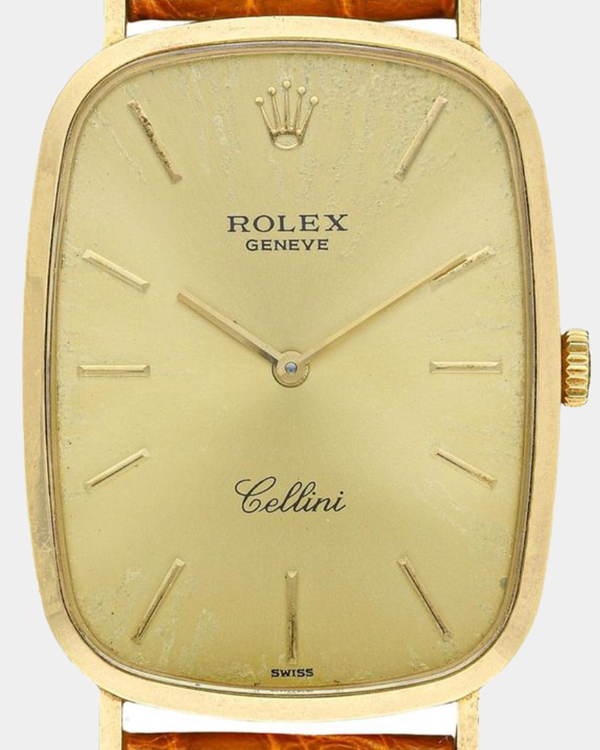 1976 Rolex Cellini 26MM Champagne Dial Aftermarket Leather Strap (4113)