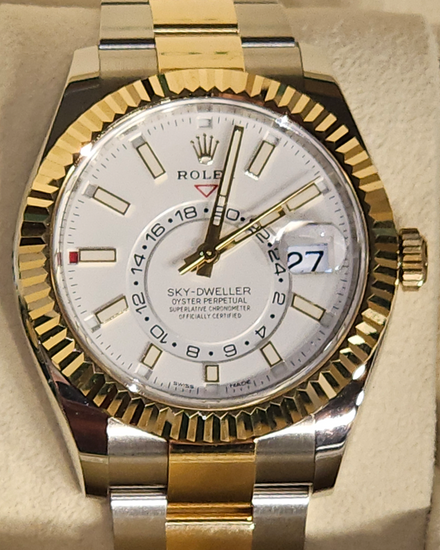 2021 Rolex Sky-Dweller 42MM White Dial Two-Tone Oyster Bracelet (326933)