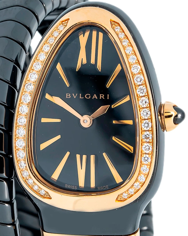 2018 Bvlgari Serpenti 35MM Quartz Black Dial Ceramic Bracelet (SPC35BG)