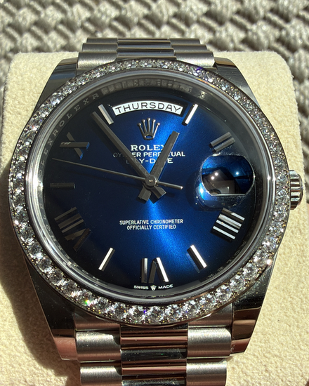 2024 Rolex Day-Date 40MM Blue Dial White Gold President Bracelet (228349RBR)