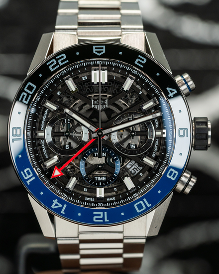 No Reserve - 2022 Tag Heuer Carrera "Batman" GMT 45MM Skeleton Dial Steel Bracelet (CBG2A1Z.BA0658)