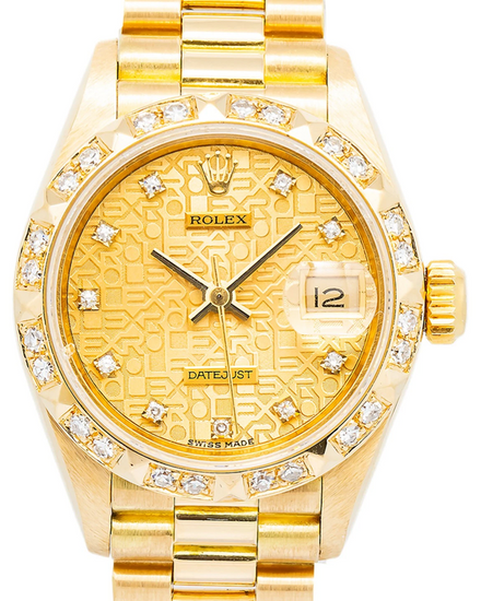 Rolex Lady-Datejust 26MM Champagne "Jubilee" Dial Yellow Gold President Bracelet (69178)