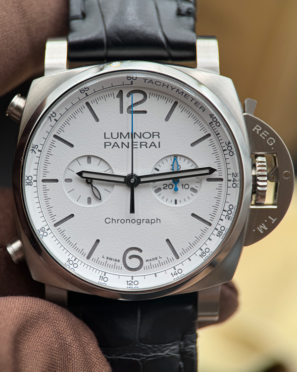 2022 Panerai Luminor Chrono 44MM White Dial Leather Strap (PAM01218)