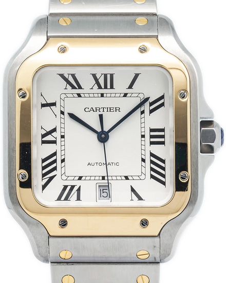 Cartier Santos De Cartier 39.8MM White Dial Two-Tone Bracelet (W2SA0009)