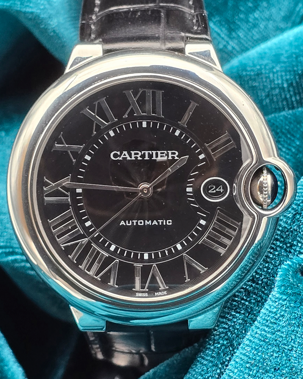 2018 Cartier Ballon Bleu 42MM Black Dial Leather Strap (WSBB0003)