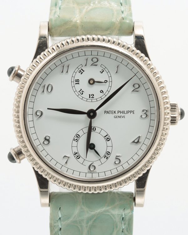 Patek Philippe Calatrava Travel Time 29MM White Dial Leather Strap (4864G)