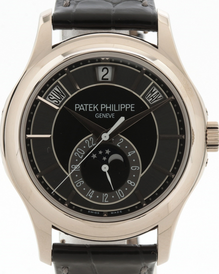 Patek Philippe Annual Calendar 40MM Black Dial Leather Strap (5205G-010)
