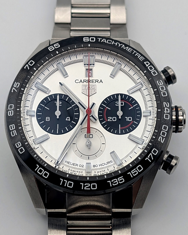 2021 Tag Heuer Carrera Calibre Heuer 02 "160th Anniversary" 44MM White Dial Steel Bracelet (CBN2A1D.BA0643)