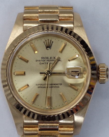 1987 Rolex Lady-Datejust 26MM Champagne Dial Yellow Gold President Bracelet (6917)