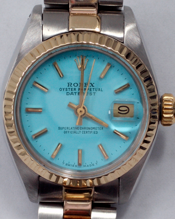 Rolex Lady-Datejust 26MM Aftermarket Turquoise Dial Aftermarket Two-Tone Oyster Bracelet (6917)