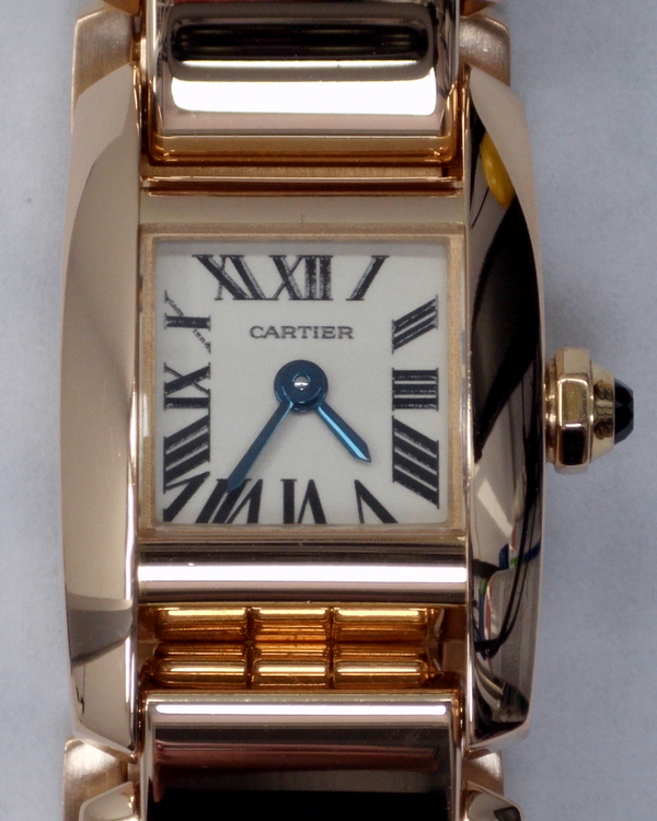 Cartier Tank "Tankissime" 24MM Quartz Silver Dial Rose Gold Bracelet (2829)