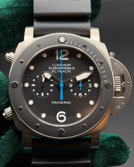 2016 Panerai Submersible 1950 3 Days Chrono Flyback 47MM Black Dial Rubber Strap (PAM00615)