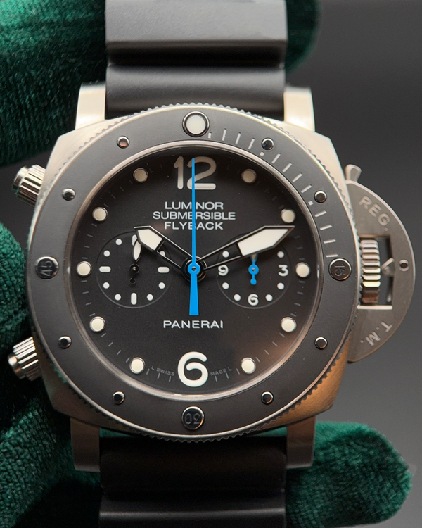 2015 Panerai Submersible 1950 3 Days Chrono Flyback 47MM Black Dial Rubber Strap (PAM00615)