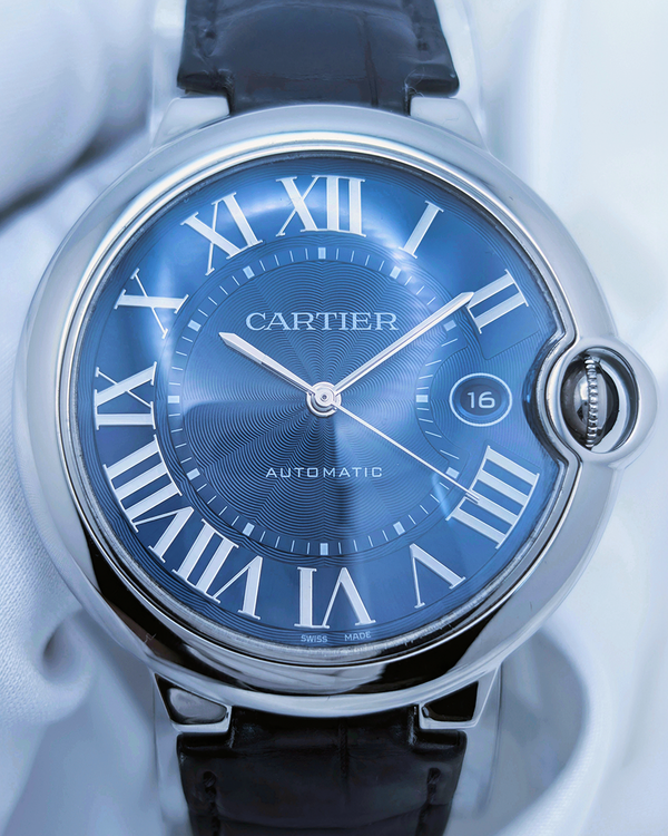 2018 Cartier Ballon Bleu 42MM Blue Dial Leather Strap (WSBB0025)