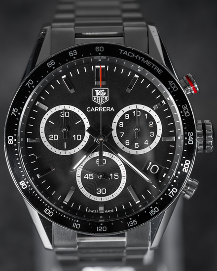 2015 Tag Heuer Carrera Chronograph 43MM Black Dial Rubber Strap (CV1A10.BA0799)