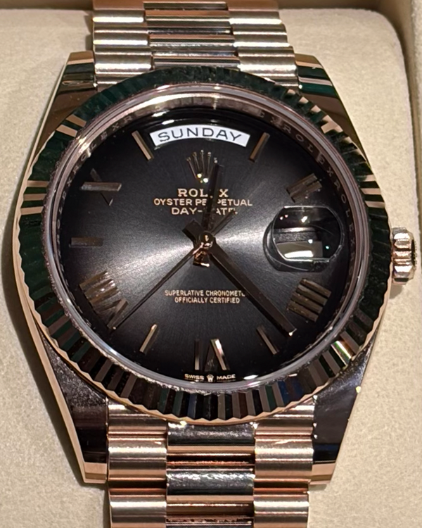 2025 Rolex Day-Date 40MM Slate "Ombré" Dial Rose Gold President Bracelet (228235)