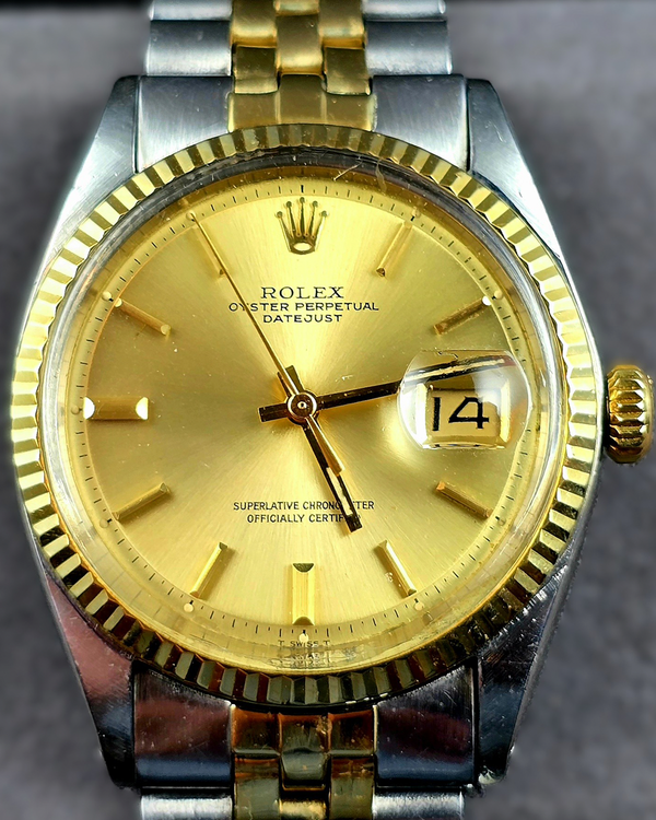 No Reserve - 1970 Rolex Datejust 36MM Champagne Dial Two-Tone Jubilee Bracelet (1601)
