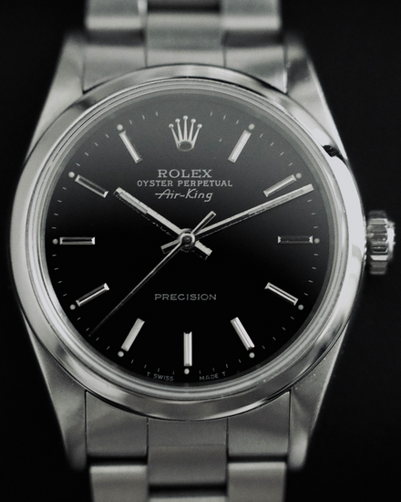 No Reserve - 1991 Rolex Air-King 34MM Black Dial Oyster Bracelet (14000)