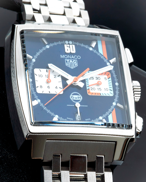 2024 Tag Heuer Monaco Gulf Racing "Steve McQueen" S.E. 39MM Blue Dial Steel Bracelet (CBL2115.FC6494)