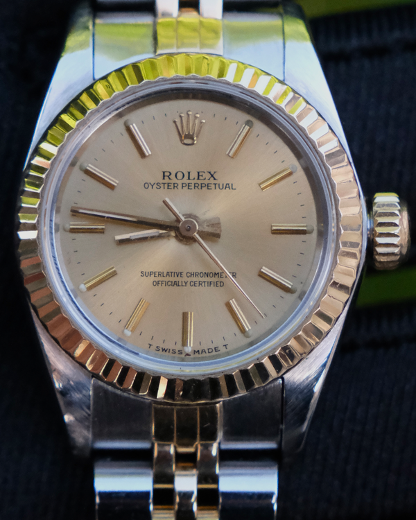 1991 Rolex Oyster Perpetual 26MM Champagne Dial Two-Tone Jubilee Bracelet (67193)