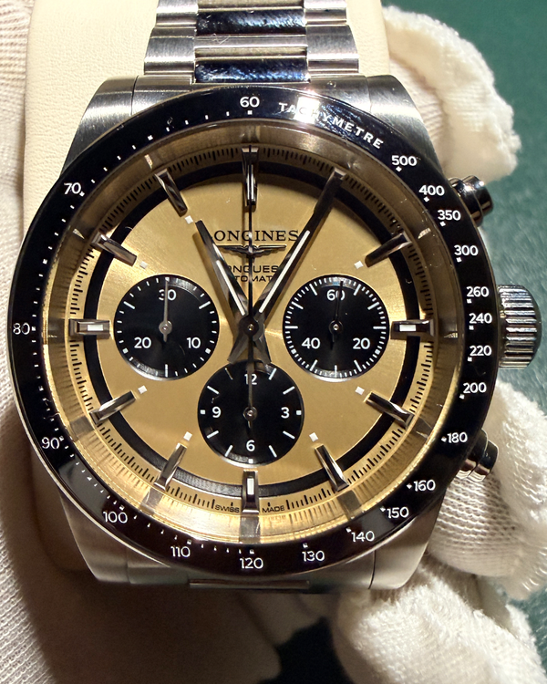2025 Longines Conquest Chronograph 42MM Champagne Dial Steel Bracelet (L3.835.4.32.6)