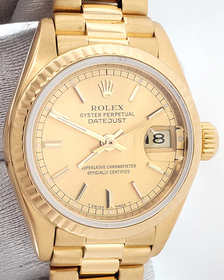 1987 Rolex Lady-Datejust 26MM Champagne Dial Yellow Gold President Bracelet (69178)