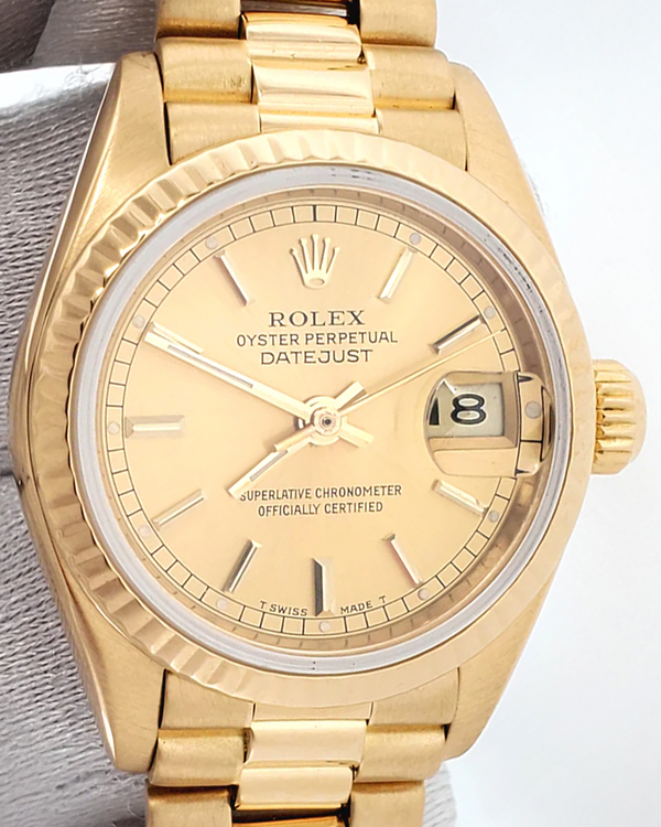 1987 Rolex Lady-Datejust 26MM Champagne Dial Yellow Gold President Bracelet (69178)