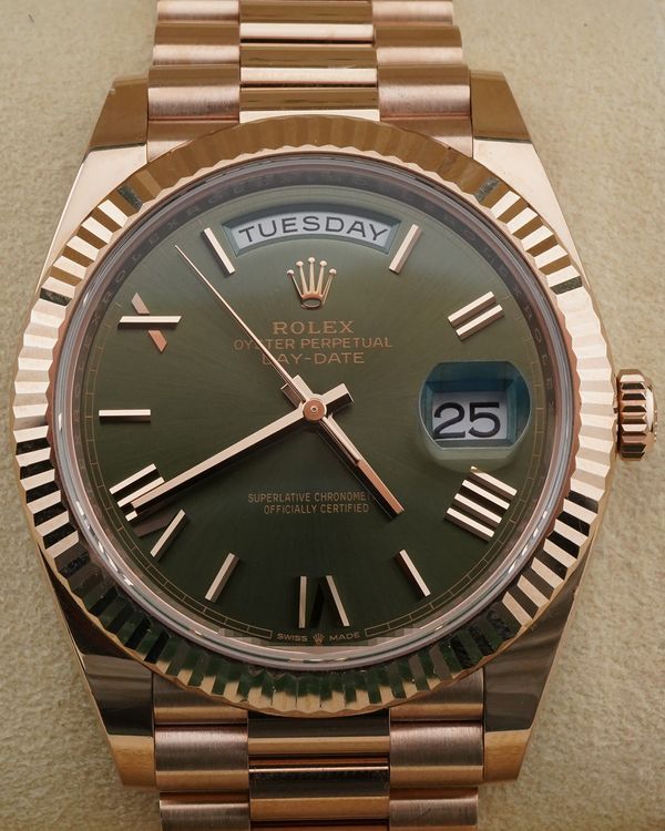 Rolex Day-Date 40MM Green Dial Rose Gold President Bracelet (228235)
