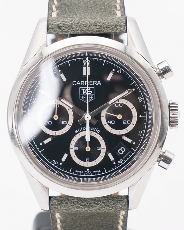 Tag Heuer Carrera Calibre 17 39MM Black Dial Leather Strap (CV2113-0)