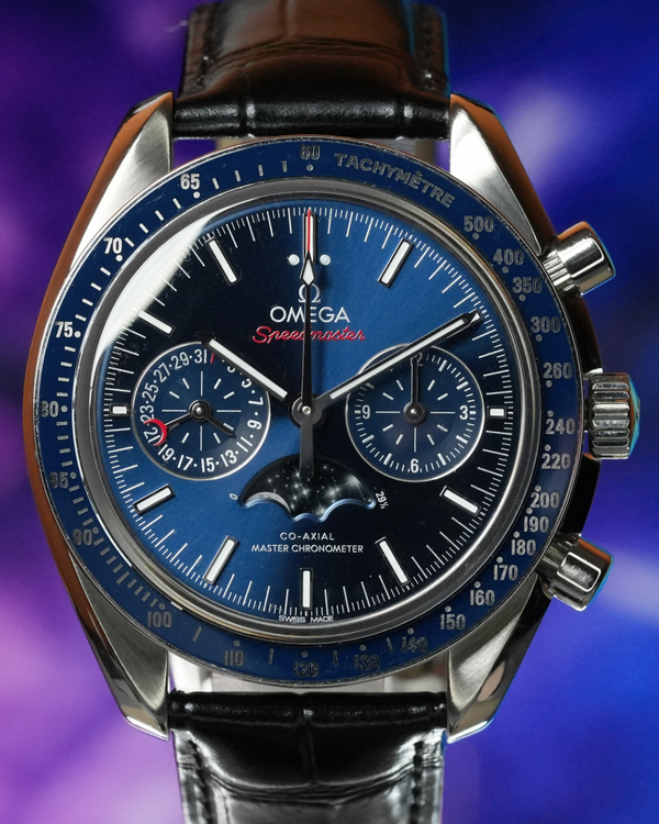 Omega Speedmaster Moonphase 44.25MM Blue Dial Leather Strap (304.33.44.52.03.001)