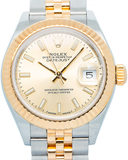 2018 Rolex Lady-Datejust 28MM Champagne Dial Two-Tone Super Jubilee Bracelet (279173)