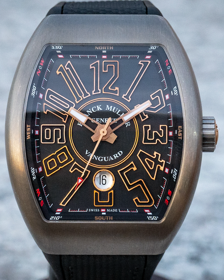 2019 Franck Muller Vanguard 44MM Black Dial Aftermarket Rubber Strap (V45 SC BR TT 5NB)