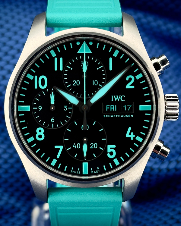 2022 IWC Schaffhausen Pilot Chronograph "Mercedes AMG Petronas F1" 41MM Black Dial Rubber Strap (IW388108)